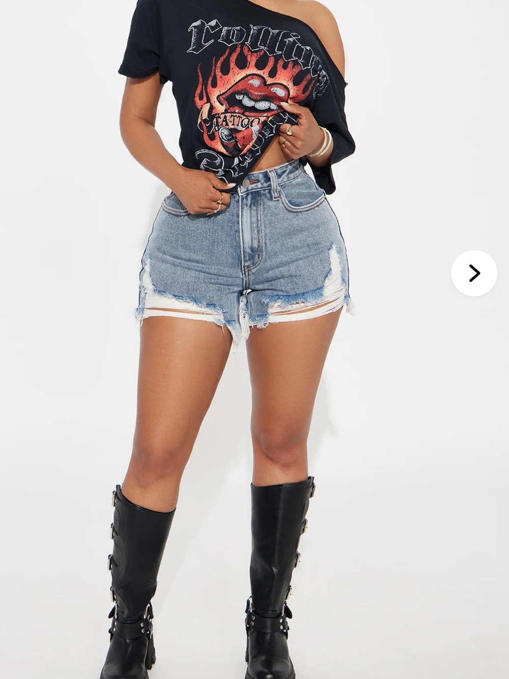 Fashion Nova Light Blue Distressed High-Rise Denim Shorts